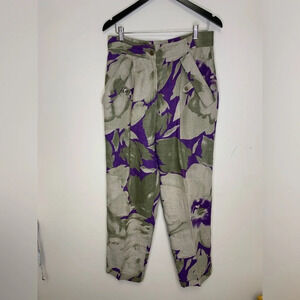 Vintage Dino  Valiano Linen Viscose Blend Patterned High Rise Pants Size 40